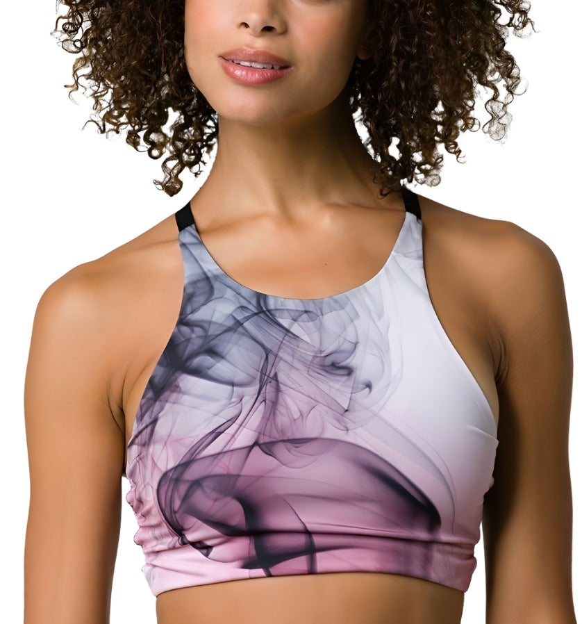 Onzie Hot Yoga High Neck Elastic Bra 3100 - Smokey - front view