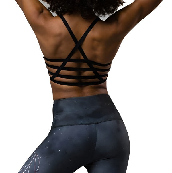 Onzie Hot Yoga High Neck Elastic Bra 3100 - Wonderland - rear view