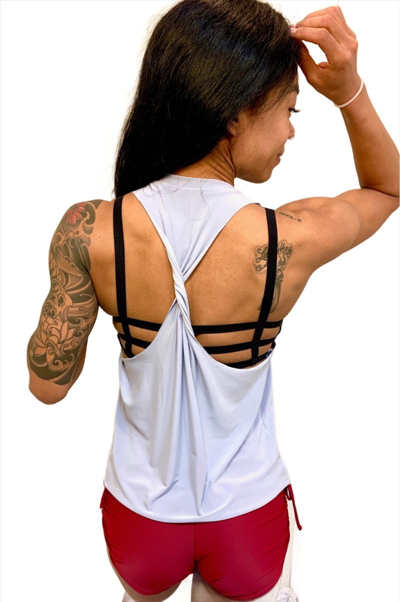 Onzie Hot Yoga 3108 Eagle Tank - fossil - rear view