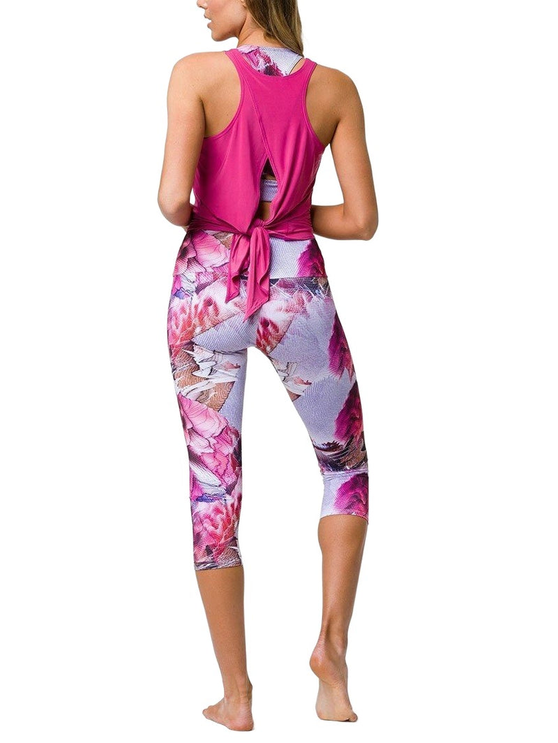 Onzie Hot Yoga 3109 Tie Back Tank One Size - Magenta - rear view