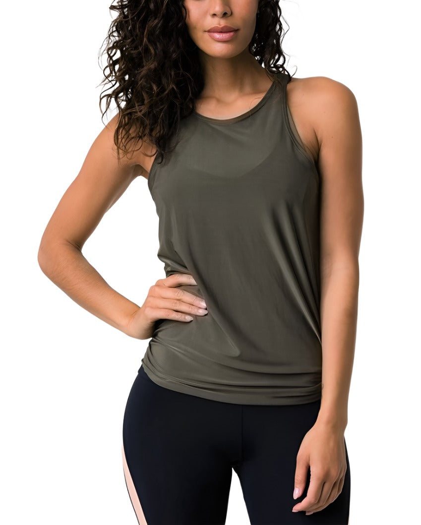 Onzie Hot Yoga 3109 Tie Back Tank S-M-L - Sepia - front view