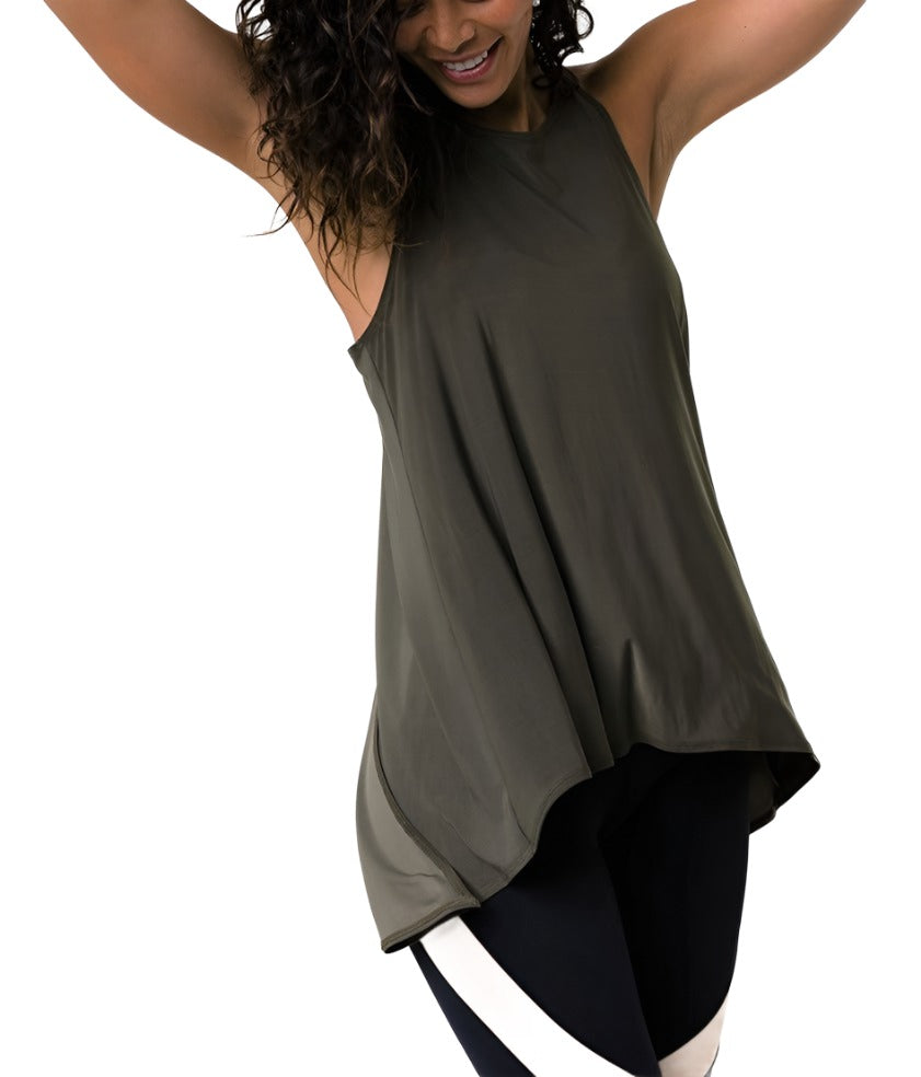 Onzie Hot Yoga 3109 Tie Back Tank S-M-L - Sepia - front alt view 