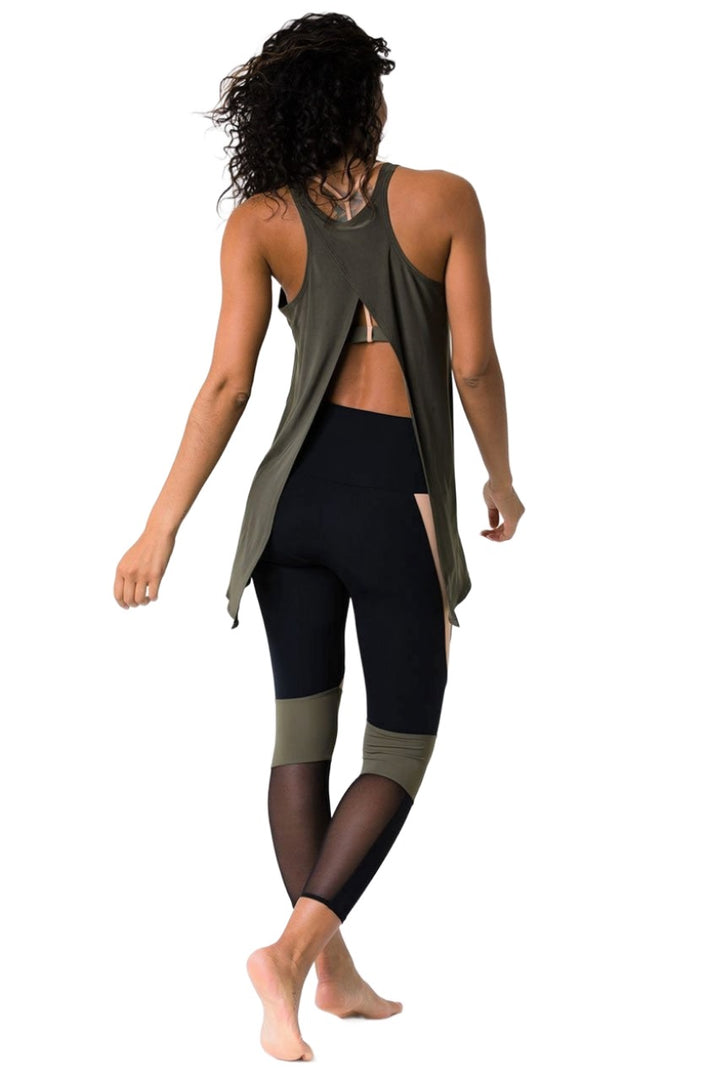 Onzie Hot Yoga 3109 Tie Back Tank S-M-L - Sepia - rear alt view 2