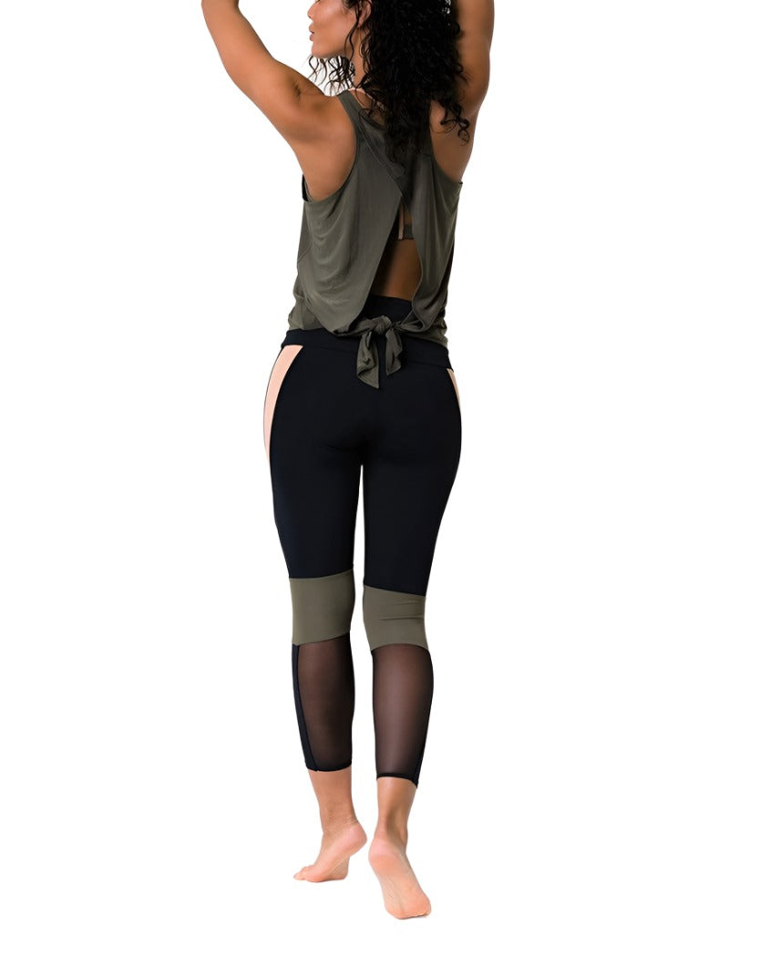 Onzie Hot Yoga 3109 Tie Back Tank S-M-L - Sepia - rear alt view 1