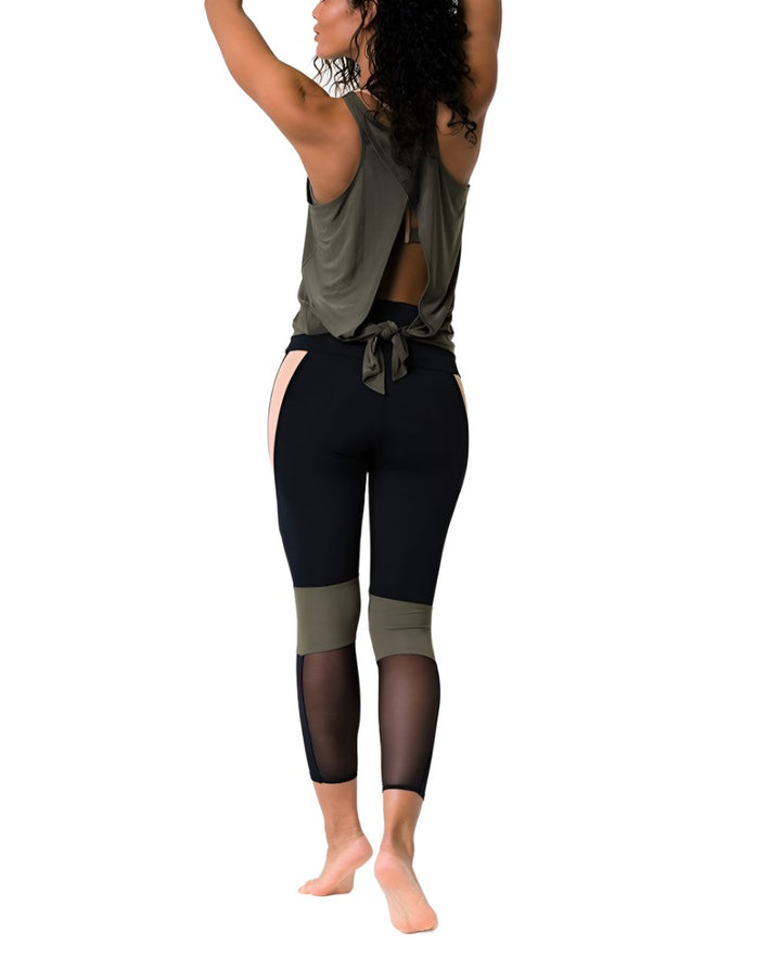 Onzie Hot Yoga 3109 Tie Back Tank S-M-L - Sepia - rear alt view 1