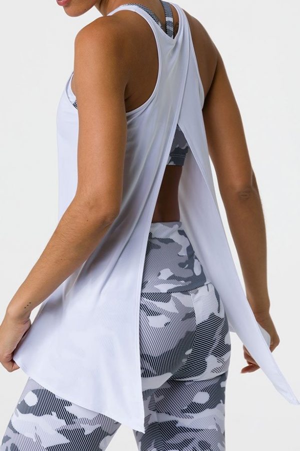 Onzie Hot Yoga 3109 Tie Back Tank One Size - White - side view