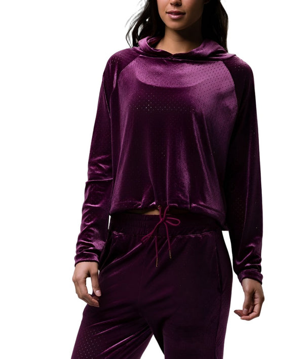 Onzie Velour Top 3113  - Aubergine - front view