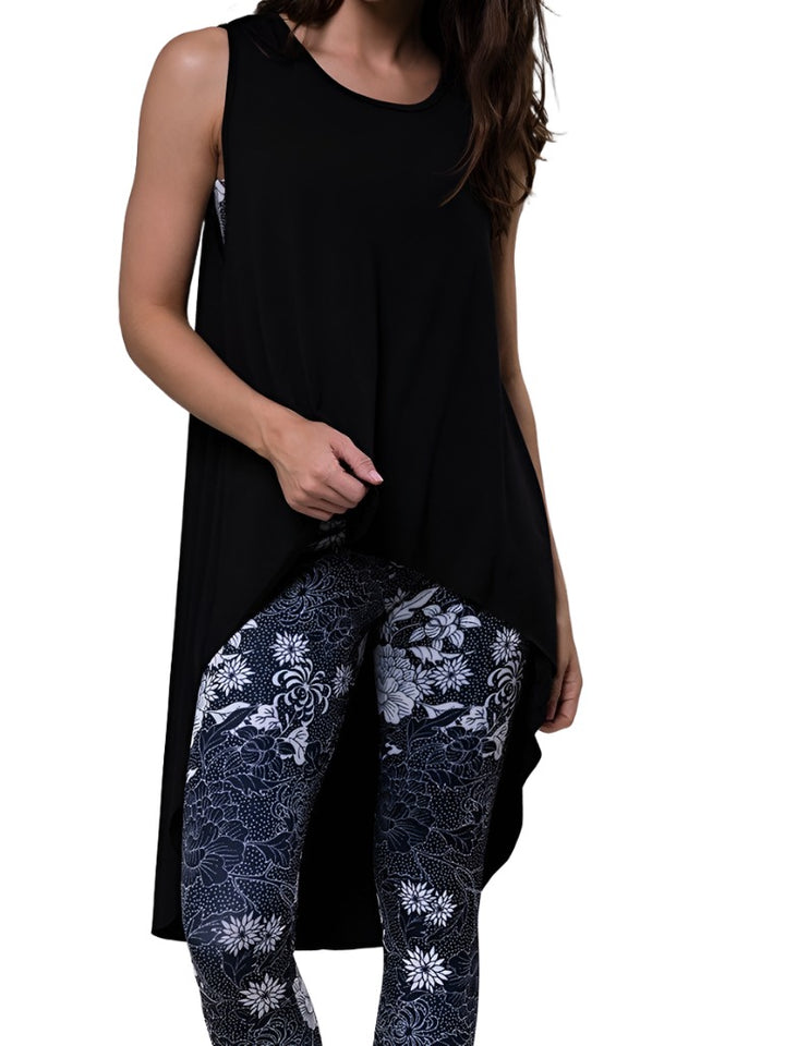 Onzie Hot Yoga 3120 High Low Tank Top - Black - front view