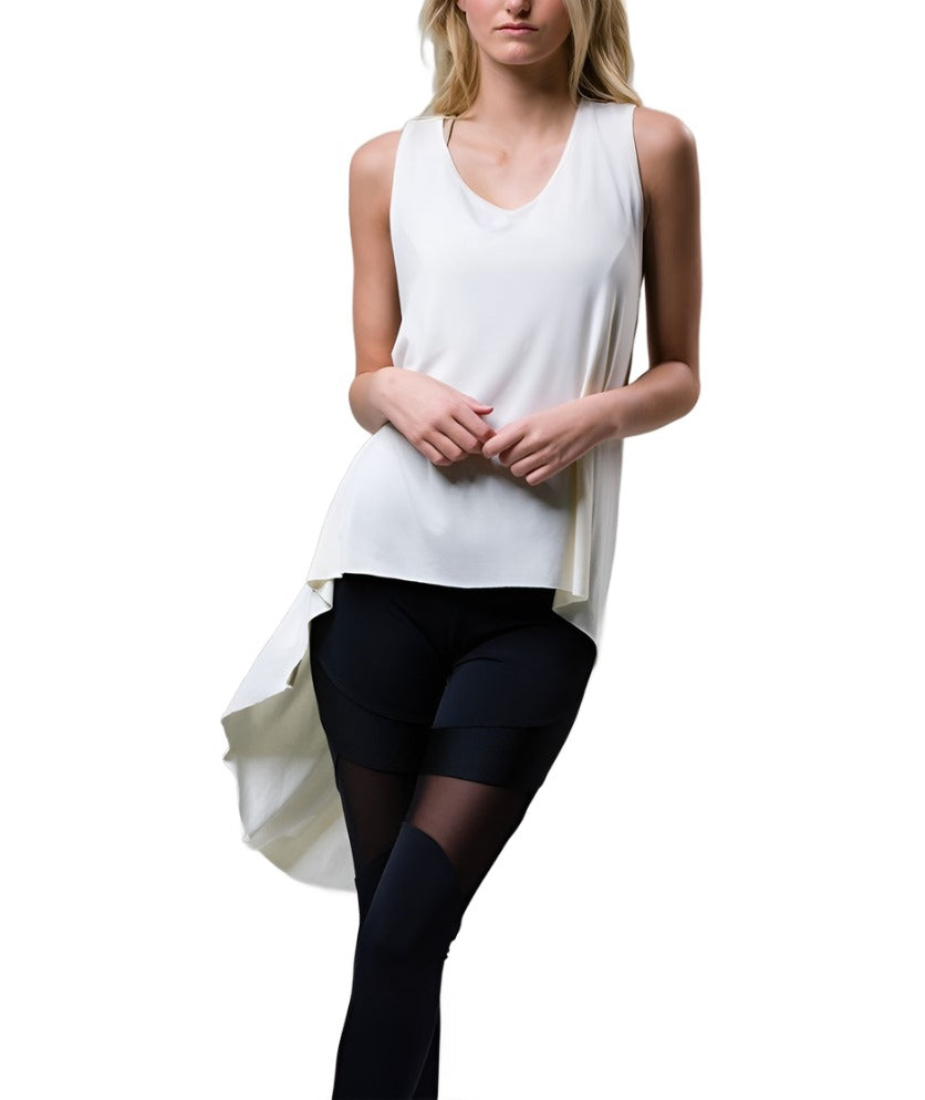 Onzie Hot Yoga 3120 High Low Tank Top - Ivory - front view