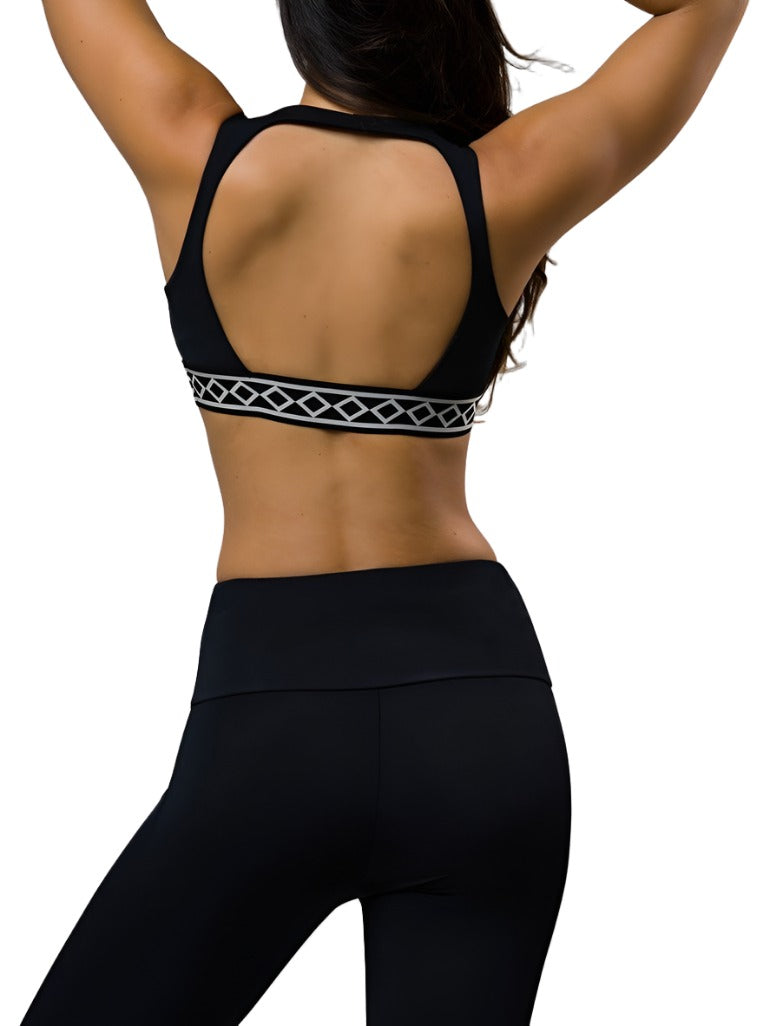 Onzie Hot Yoga Lotus Bra 3121 - Black - rear view