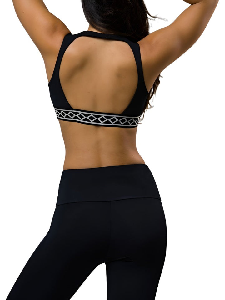 Onzie Hot Yoga Lotus Bra 3121 - Black - rear view