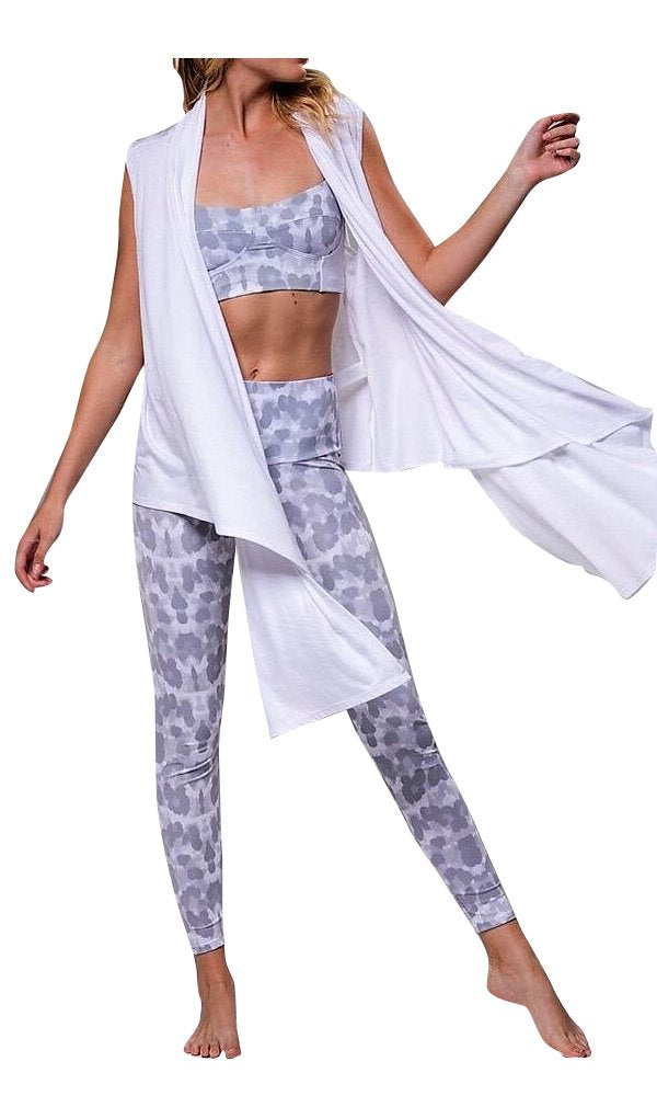 Onzie Hot Yoga Sleeveless Cardigan 3123 - white - front view