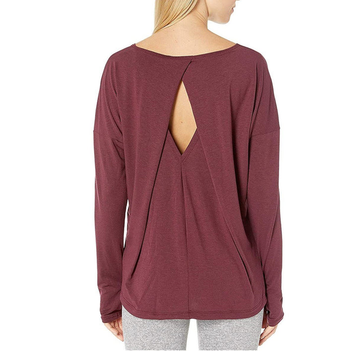 Onzie Hot Yoga Diamond Back Top 3129  -  Burgundy -  rear view