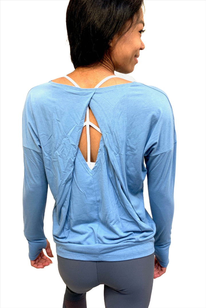 Onzie Hot Yoga Diamond Back Top 3129  -  Pewter - rear view