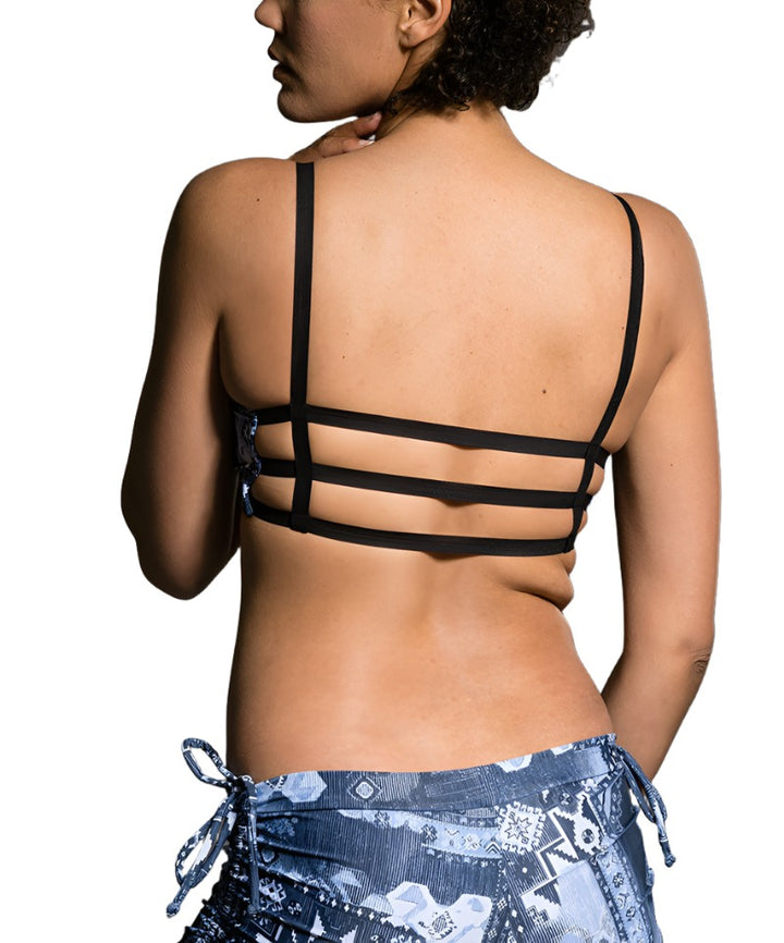 Onzie Hot Yoga Elastic Cage Bra Top 316 - Azul - Rear View