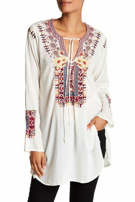 Johnny Was Cossima Cotton Blouse - white - front view
