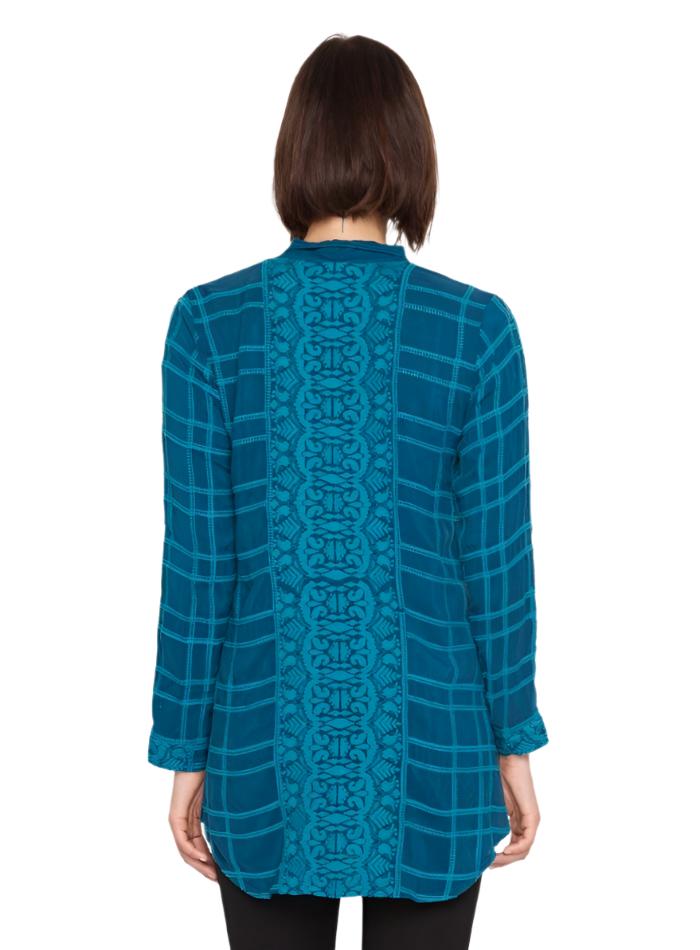 Johnny Was Chepas Button Down - Blue Topaz - rear view