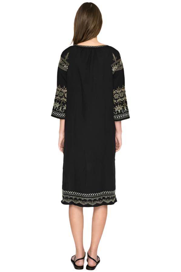 Johnny Was Sean Peasant Dress -  Black - Back Full View