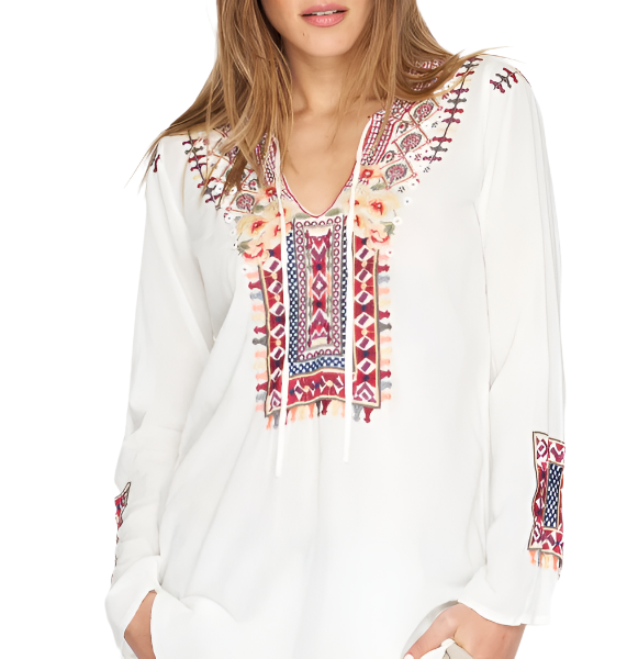 Johnny Was Cossima Cotton Blouse - white - front alt view