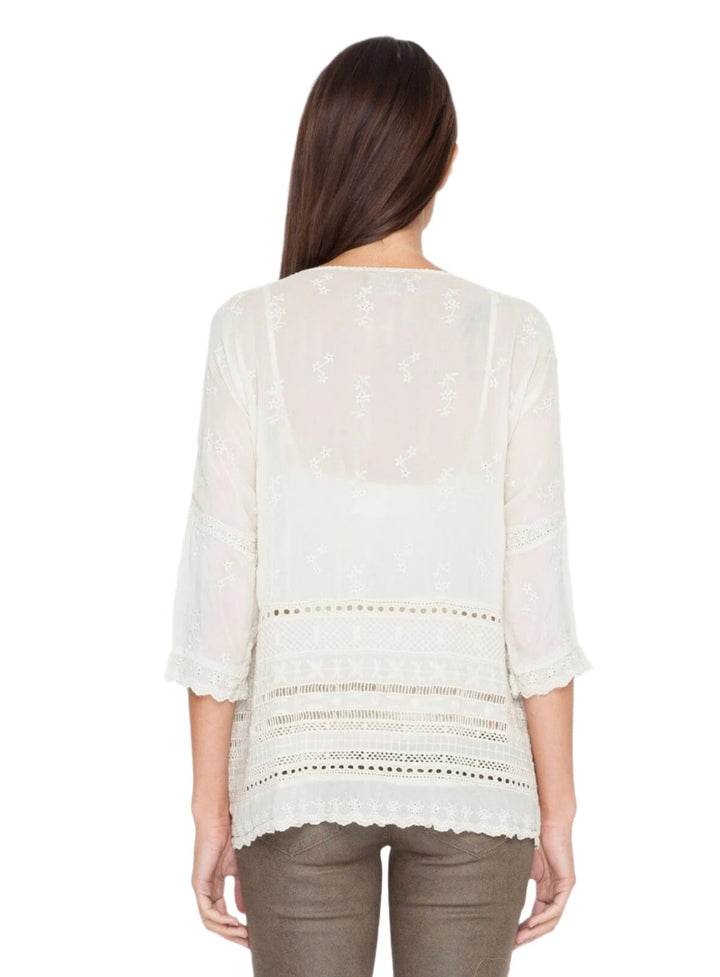 Johnny Was Embroidered Tee Shirt Small - Port - rear view