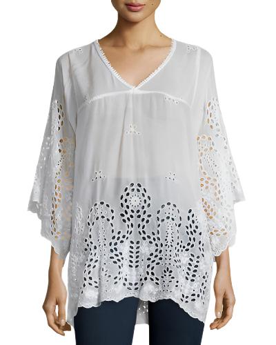Johnny Was AVY OVERSIZED Tunic - white - front view