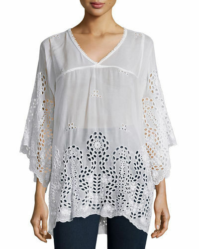 Johnny Was AVY OVERSIZED Tunic - white - front view