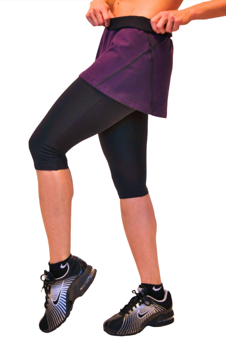 One Step Ahead Capri Skort 2108  - Black/Eggplant - side view