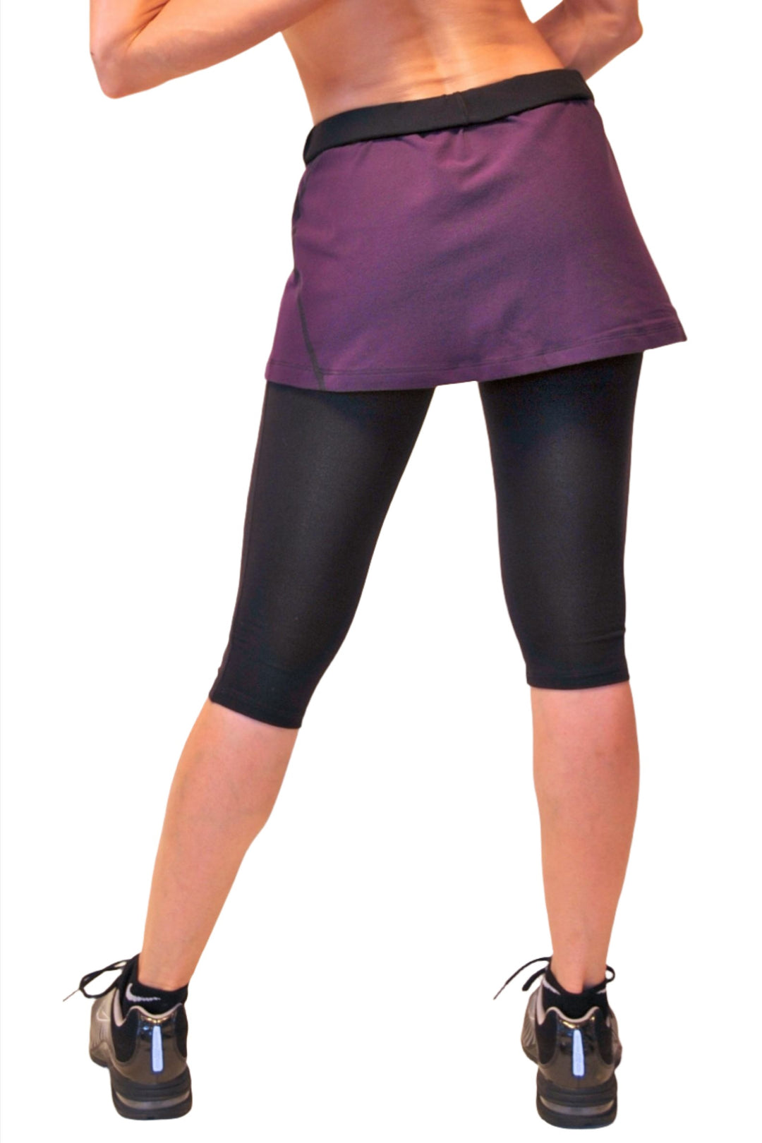 One Step Ahead Capri Skort 2108  - Black/Eggplant - rear view