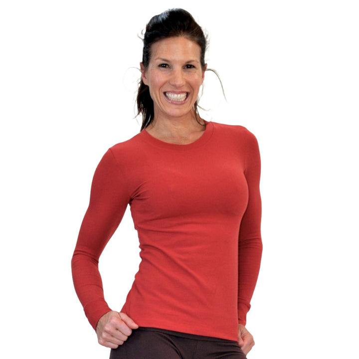 One Step Ahead Crew Neck Long Sleeve Top 2010 - Crimson Red  - front view