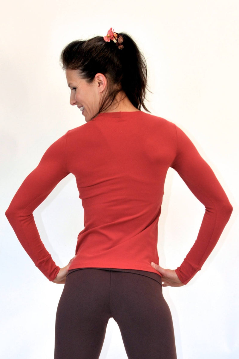 One Step Ahead Crew Neck Long Sleeve Top 2010 - Crimson Red  - rear view