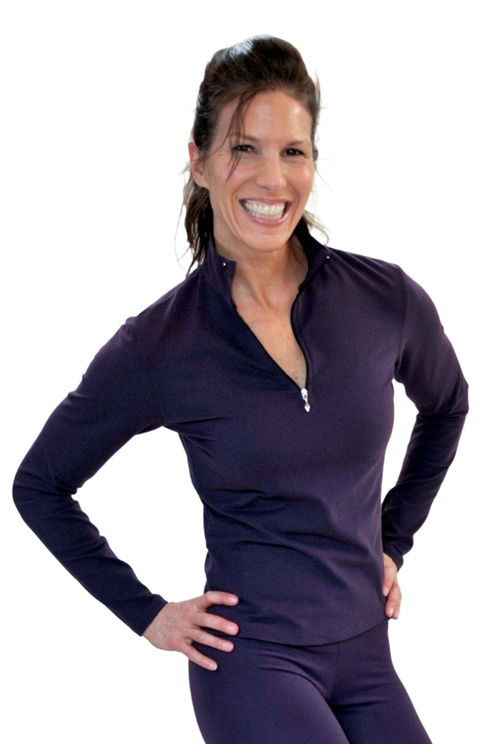 One Step Ahead Half Zip Long Sleeve 20163 - Eggplant - Front view