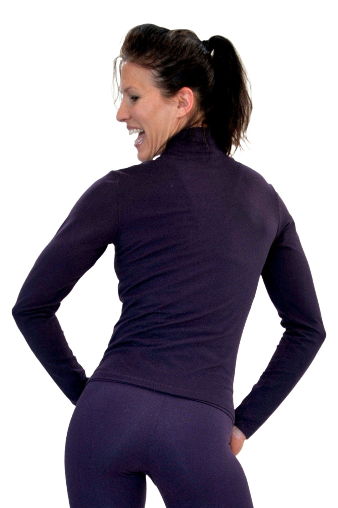 One Step Ahead Half Zip Long Sleeve 20163 - Eggplant - rear view