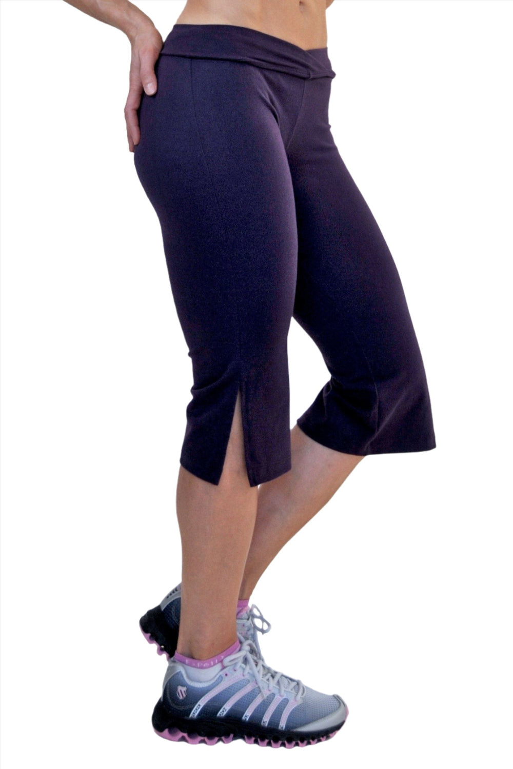 One Step Ahead Loose V-Front Capri 295 - eggplant  - side view