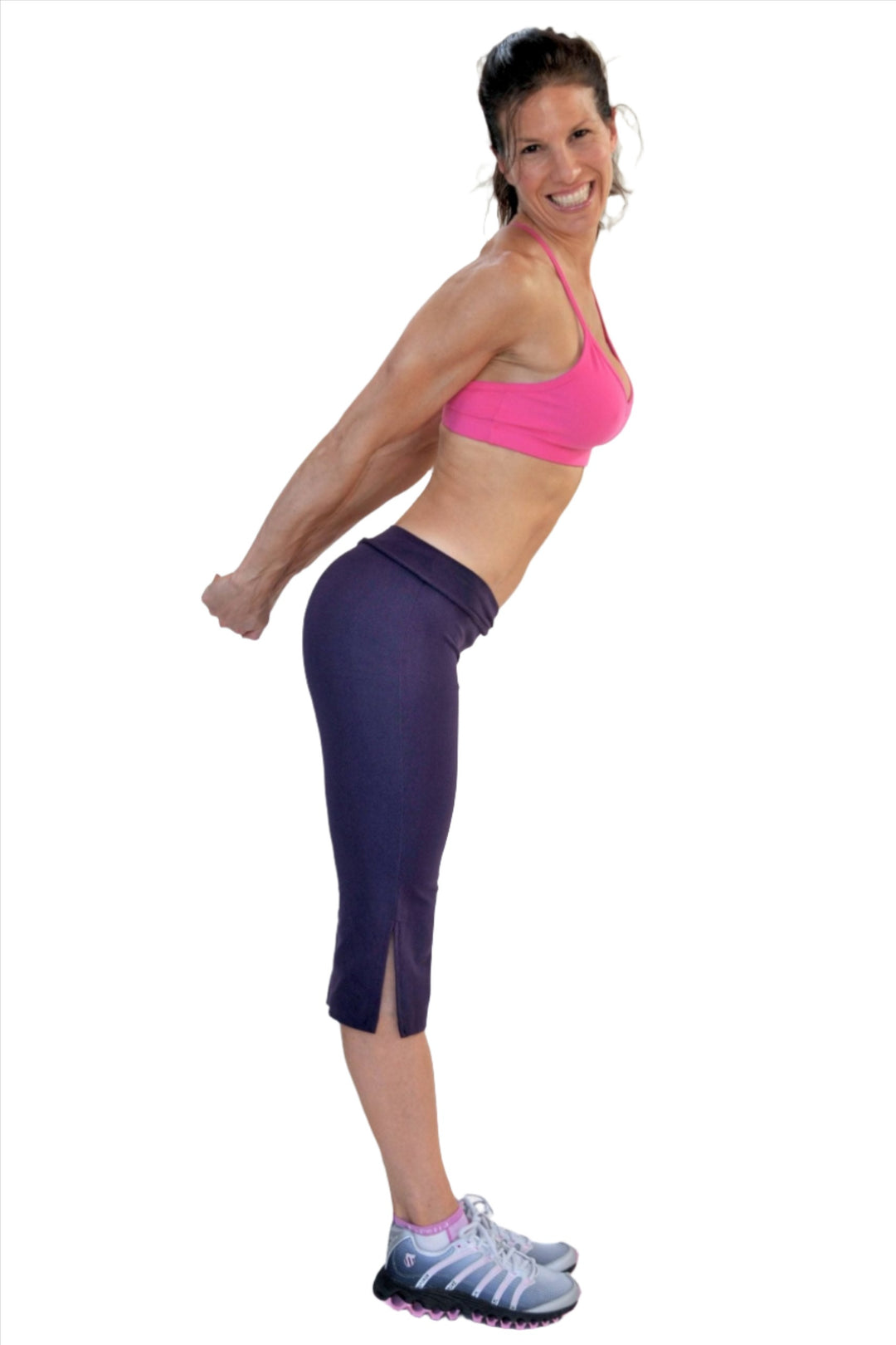 One Step Ahead Loose V-Front Capri 295 - eggplant  - side view