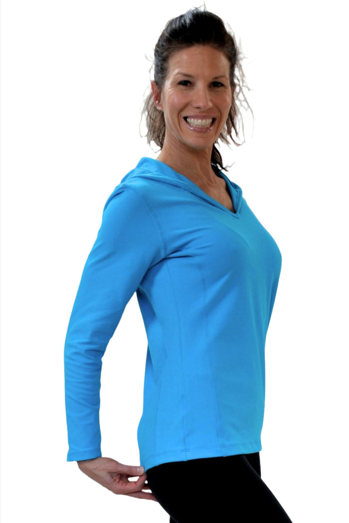 One Step Ahead Simple Hoodie Brushed Supplex 20150 -  Turquoise - side view