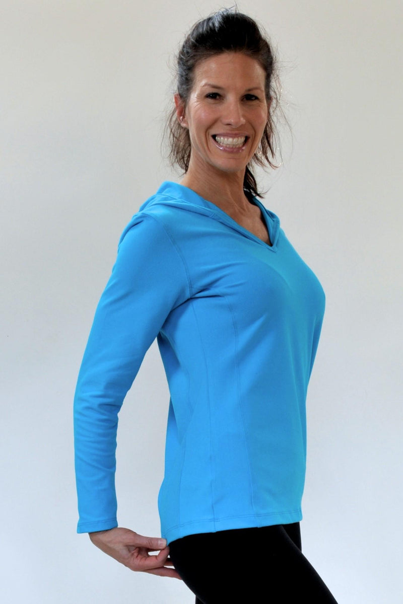 One Step Ahead Simple Hoodie Brushed Supplex 20150 -  Turquoise - side view