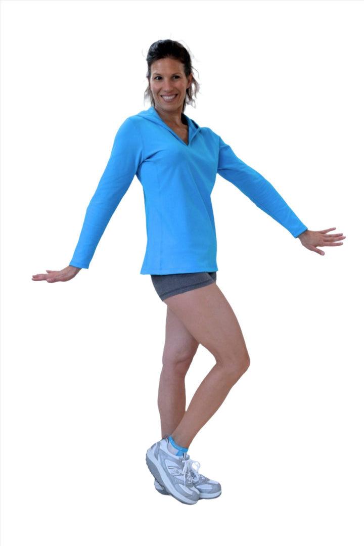 One Step Ahead Simple Hoodie Brushed Supplex 20150 -  Turquoise - side view