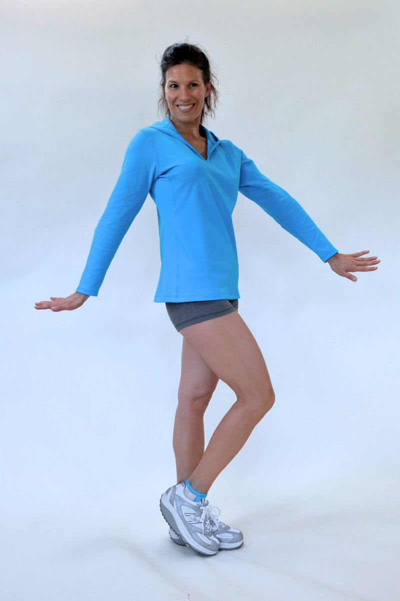 One Step Ahead Simple Hoodie Brushed Supplex 20150 -  Turquoise - side view