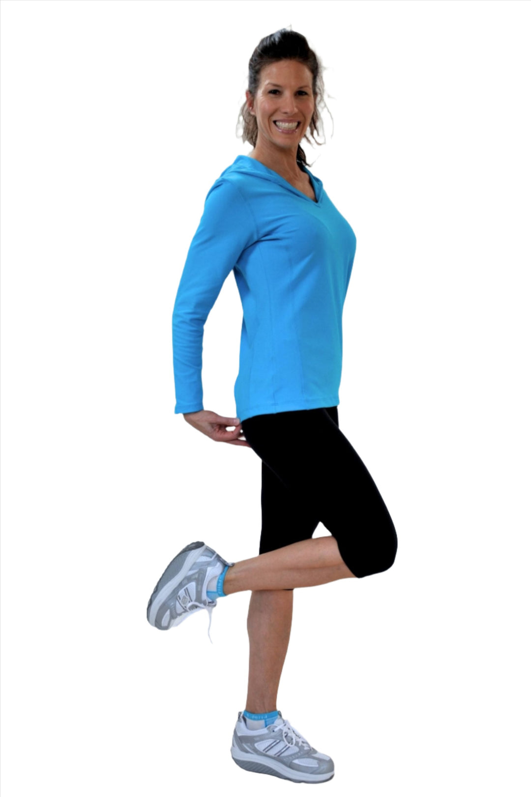 One Step Ahead Simple Hoodie Brushed Supplex 20150 -  Turquoise - side alt view