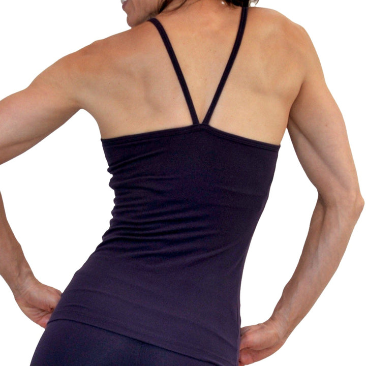 One Step Ahead V Neck Cami Long Top 20184 - eggplant - rear view