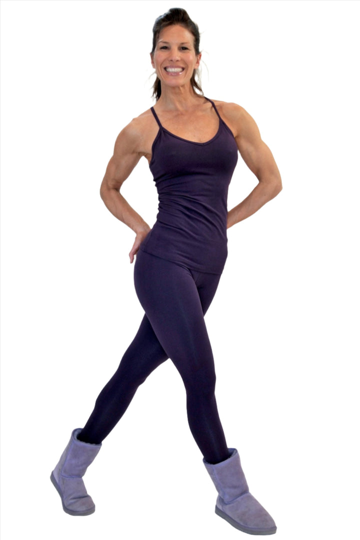 One Step Ahead V Neck Cami Long Top 20184 - eggplant - side view