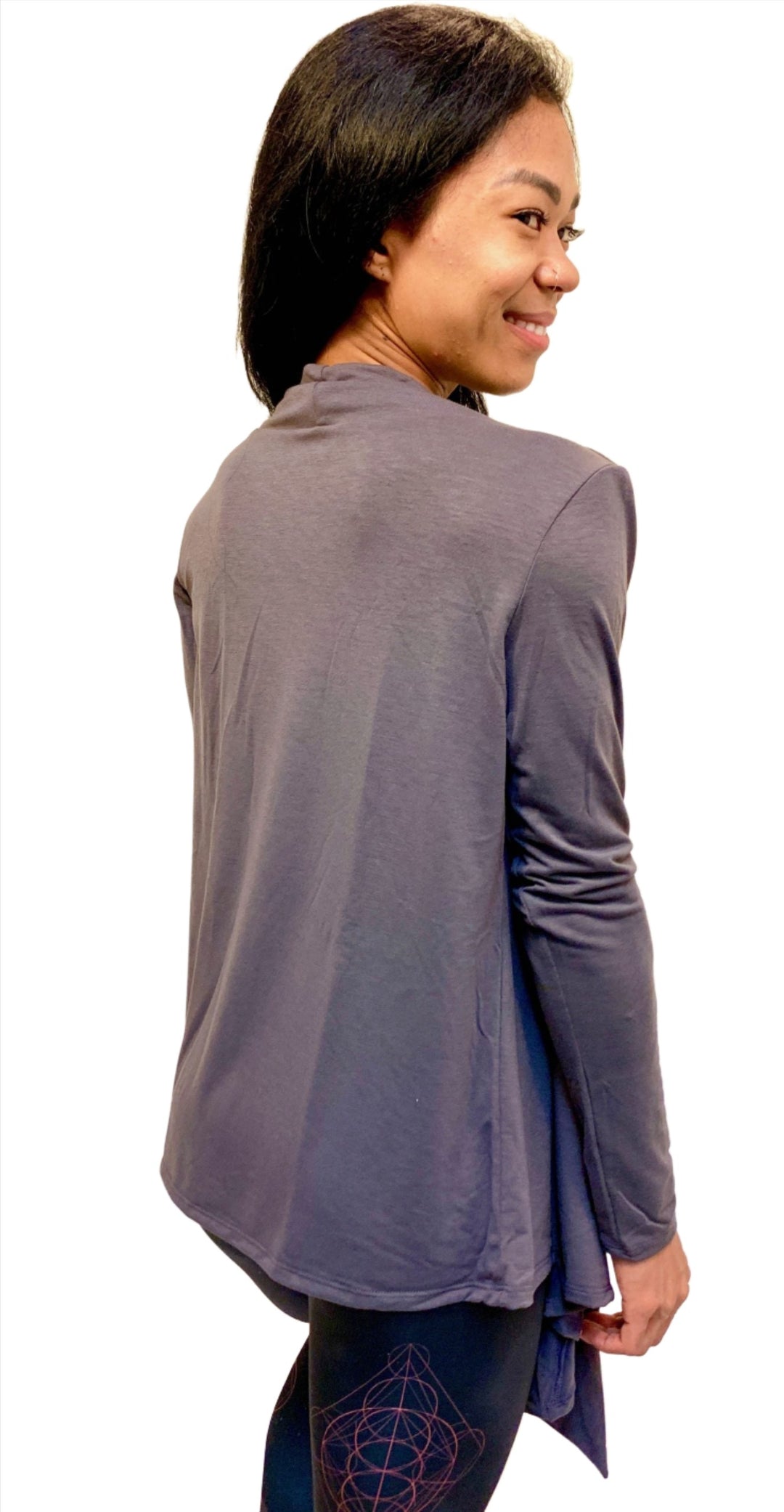 Onzie Hot Yoga Cardigan 343 - Graphite - rear  view