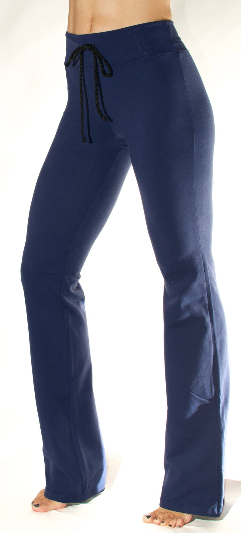 One Step Ahead Fitted Drawstring Bootcut Pant D222 -  Navy - side view