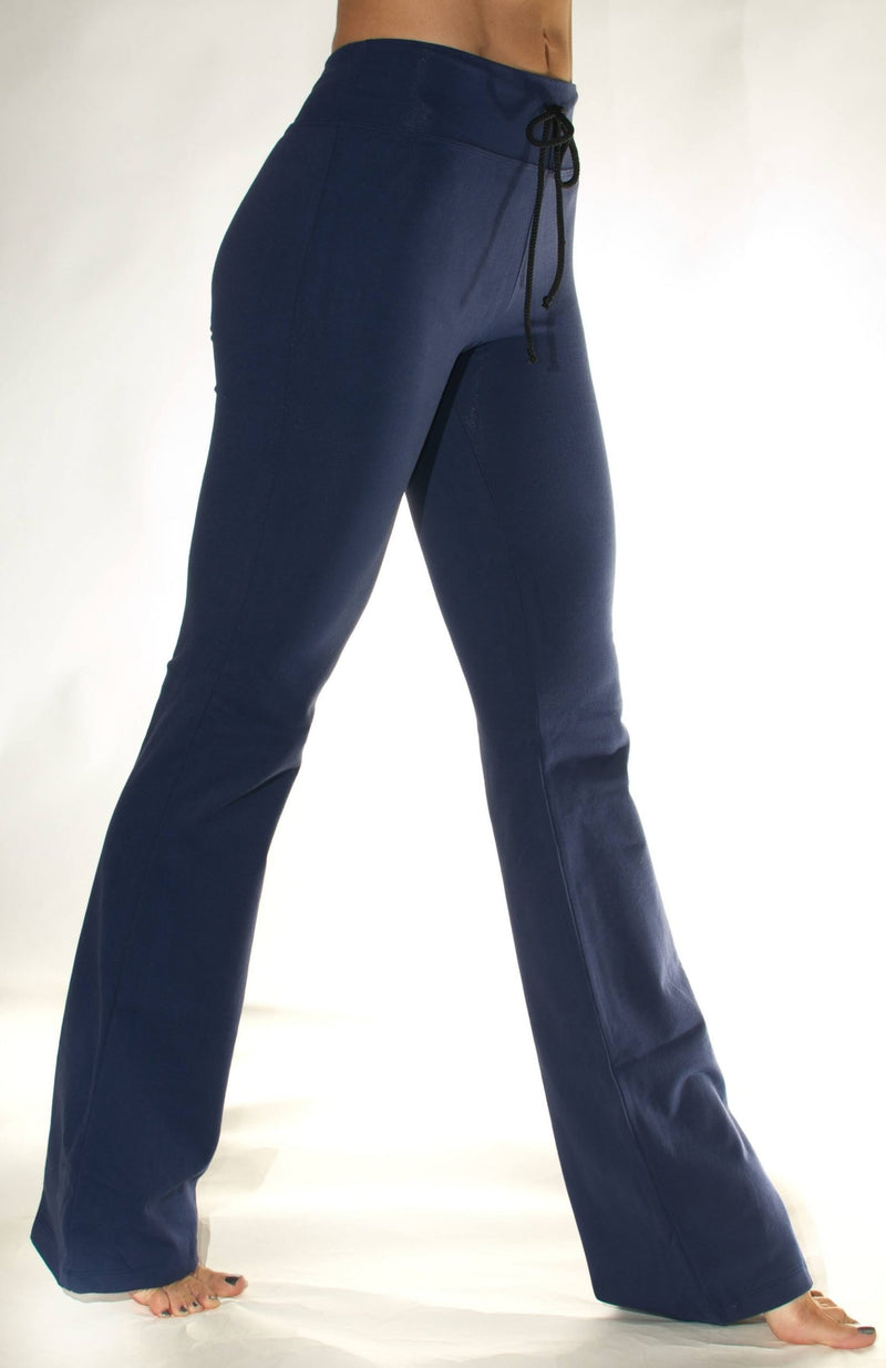 One Step Ahead Fitted Drawstring Bootcut Pant D222 -  Navy - side view
