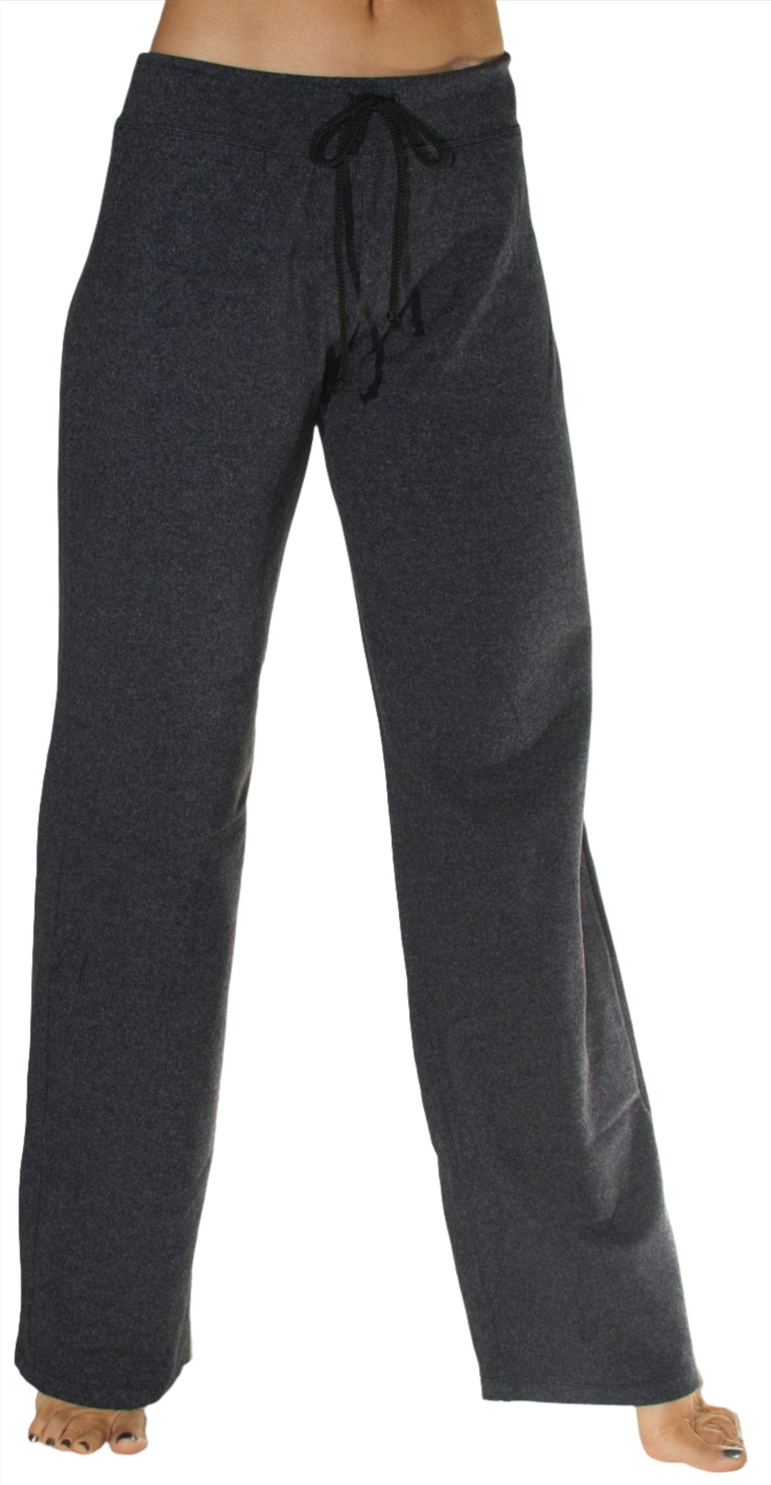 One Step Ahead Loose Drawstring Pant 248  - Charcoal - front view