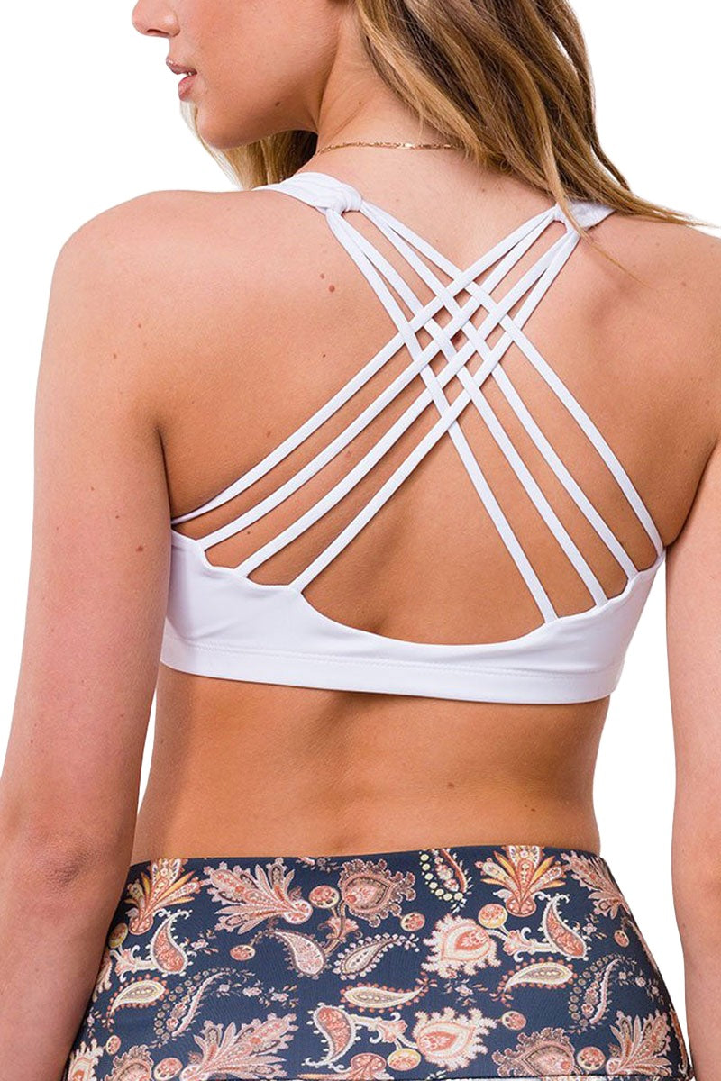 Onzie Hot Yoga Chic Bra 354 - White - Rear View