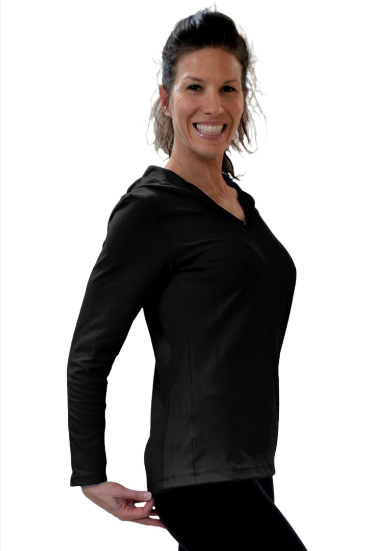 One Step Ahead Simple Hoodie Brushed Supplex 20150 - black - side view