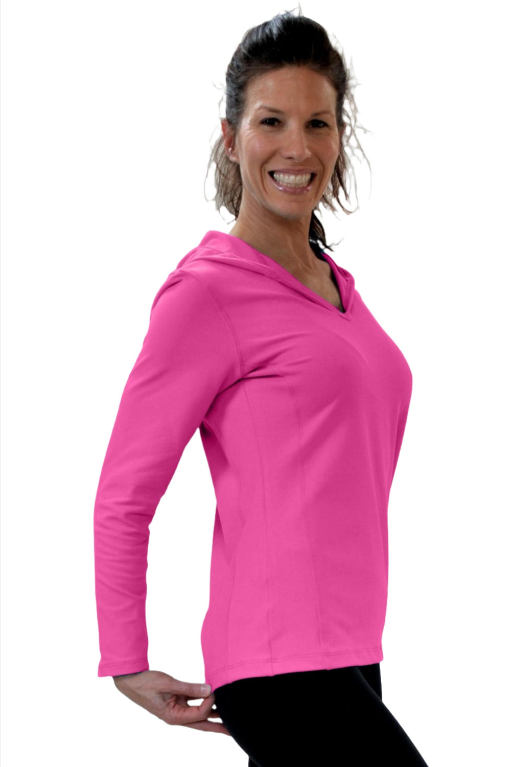 One Step Ahead Simple Hoodie Brushed Supplex 20150 - Fuschia - side view