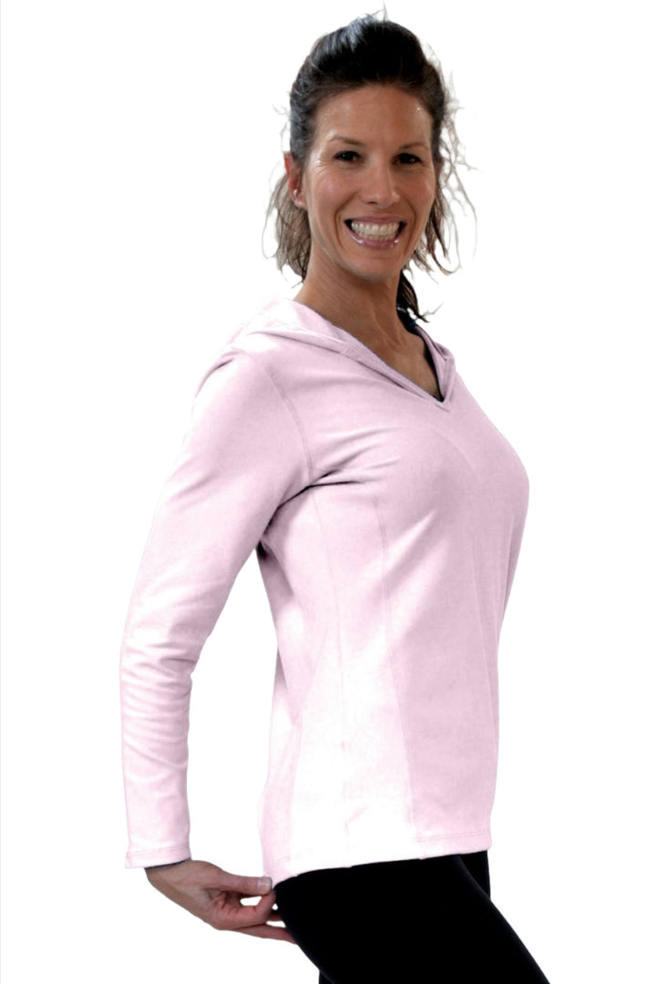 One Step Ahead Simple Hoodie Brushed Supplex 20150 - Pale Pink - side view