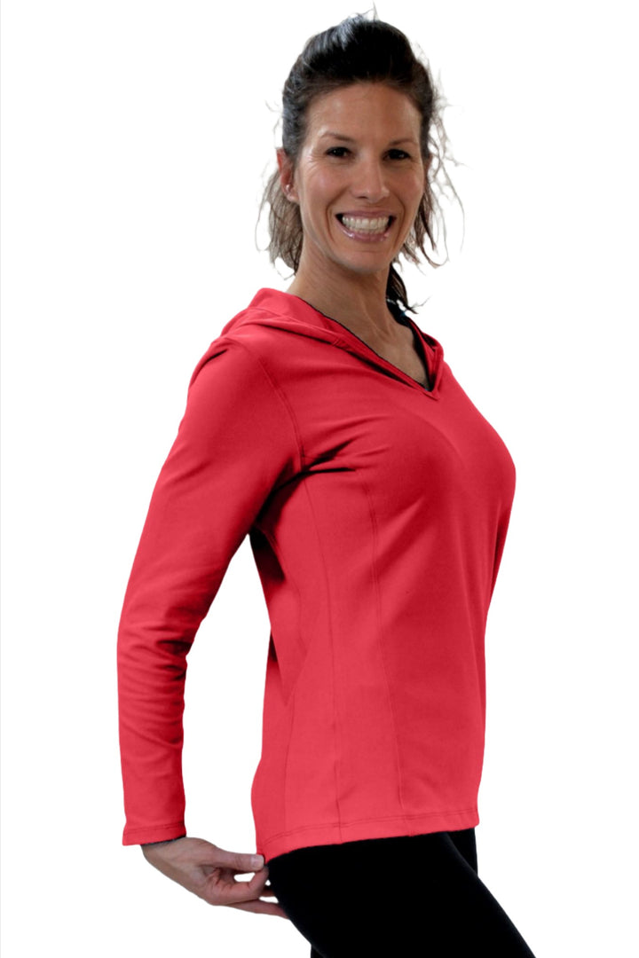 One Step Ahead Simple Hoodie Brushed Supplex 20150 - Poinsettia - side view